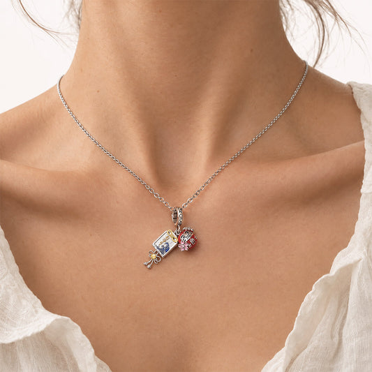 Gnoce Japanese Daruma Sakura Clasp Dangle Charm Platinum‑plated Silver Blend_2