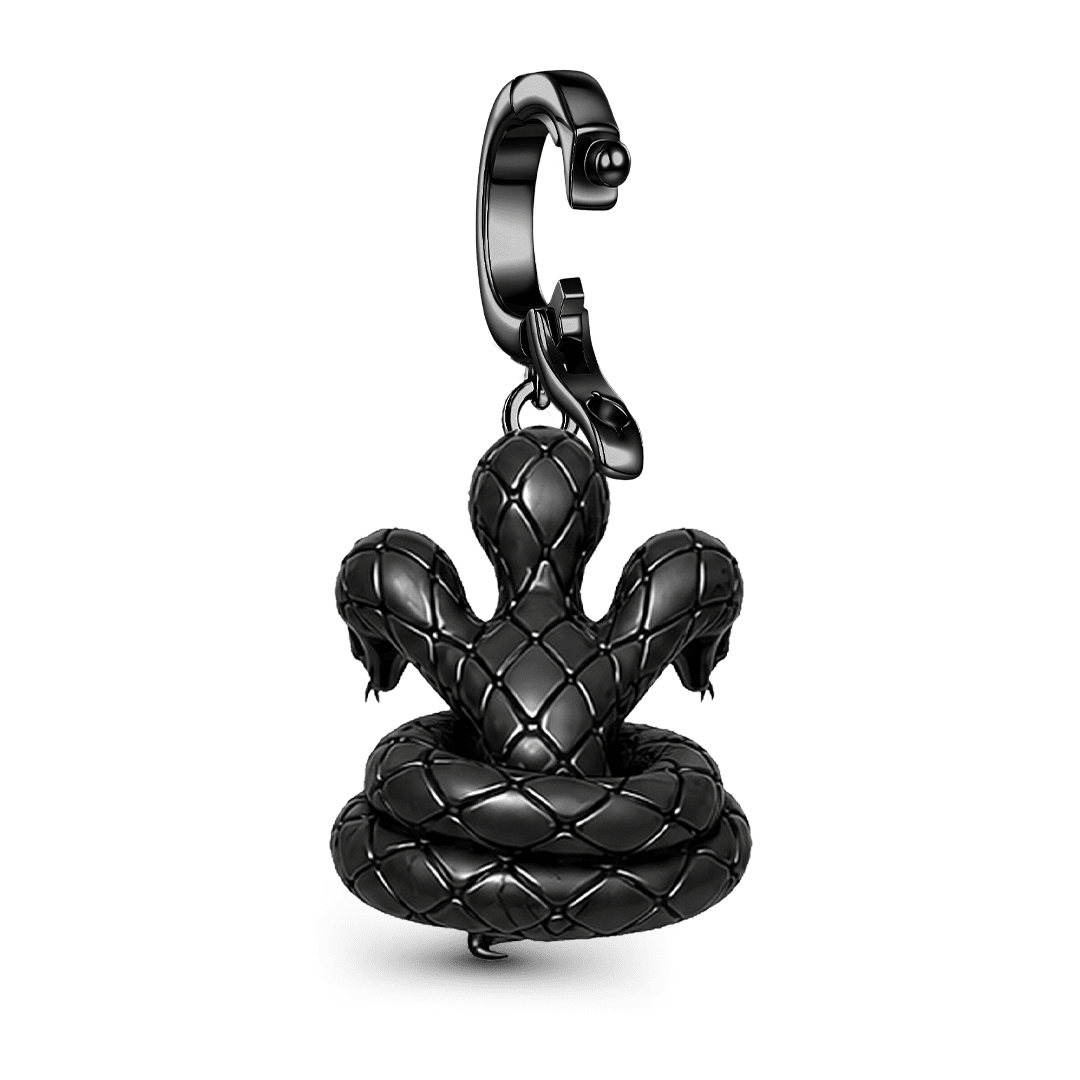 Gnoce Halloween Evil Critter Snake Clasp Dangle Charm Black Gold-plated Silver Blend_6