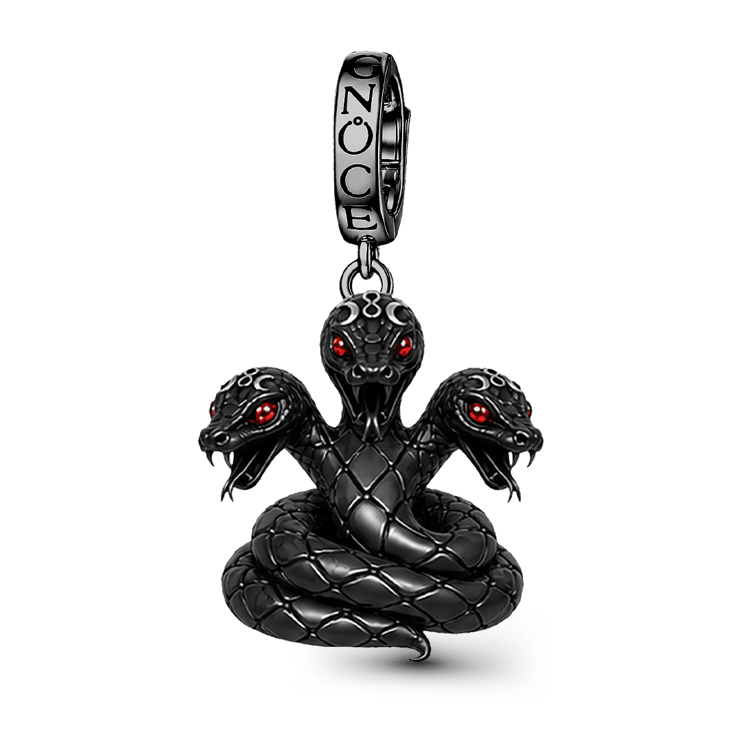 Gnoce Halloween Evil Critter Snake Clasp Dangle Charm Black Gold-plated Silver Blend_1