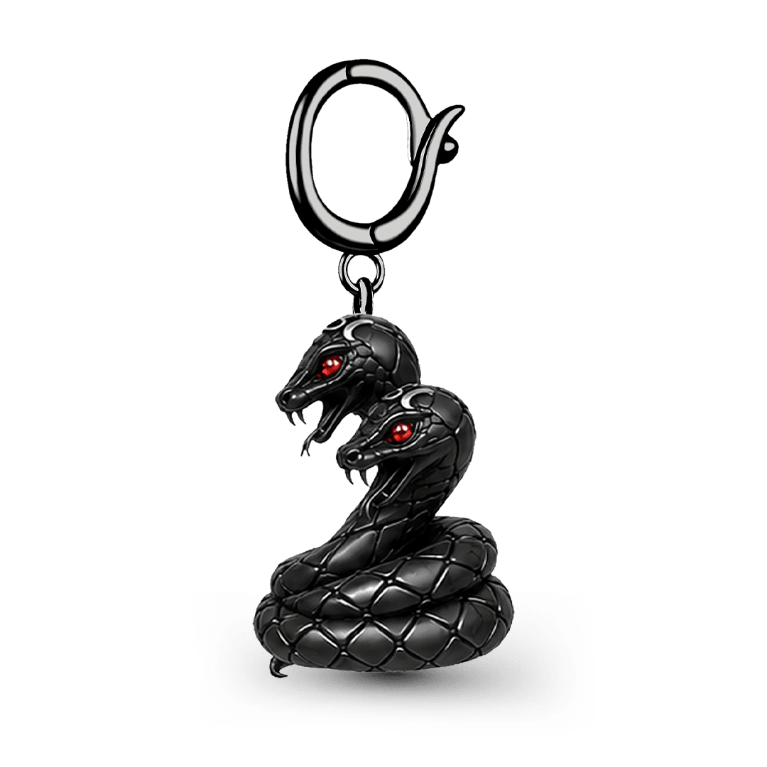 Gnoce Halloween Evil Critter Snake Clasp Dangle Charm Black Gold-plated Silver Blend_5
