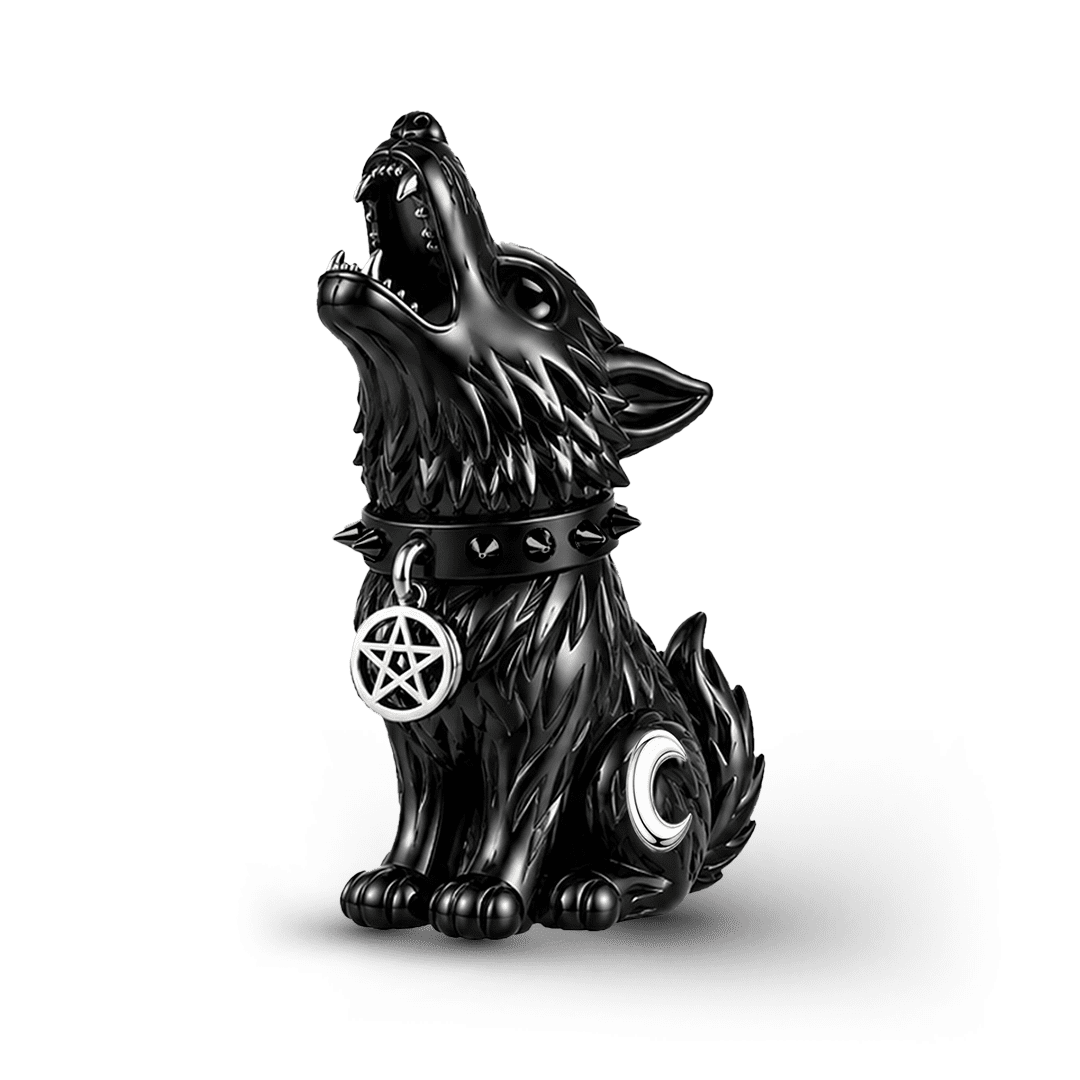 Gnoce Halloween Evil Critter Black Wolf Bead Charm Black Gold-plated Silver Blend_1