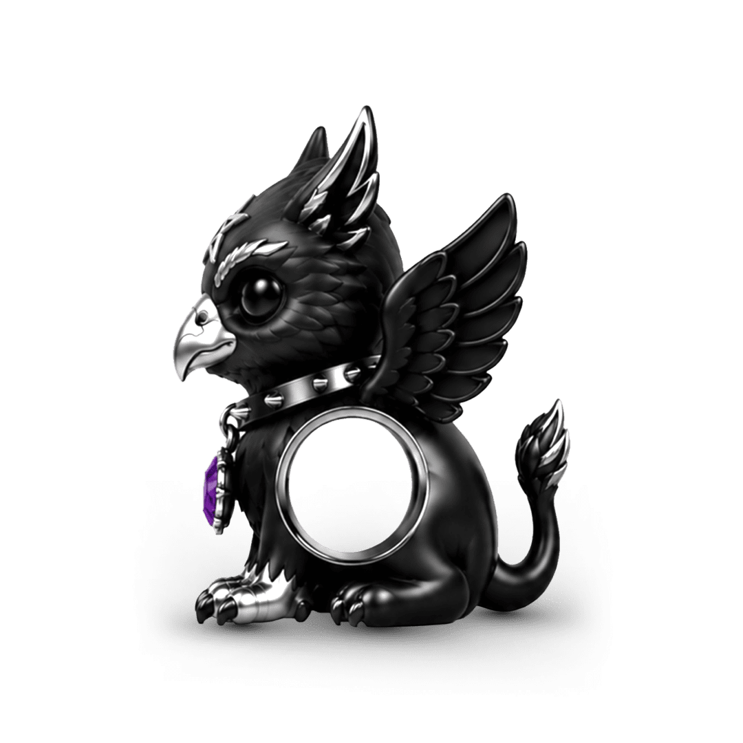 Gnoce Halloween Evil Critter Griffin Bead Charm Black Gold-plated Silver Blend_5