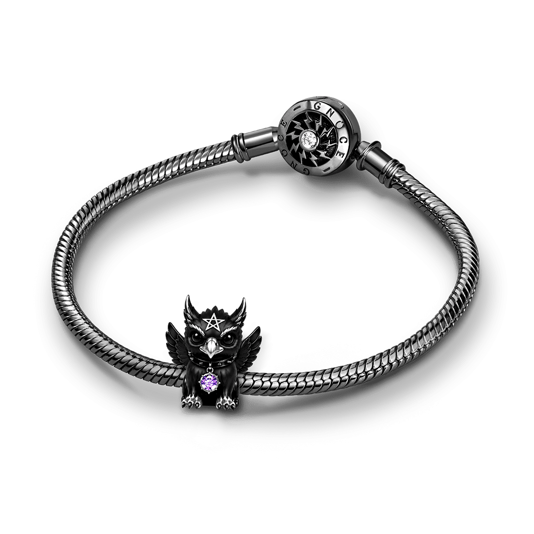 Gnoce Halloween Evil Critter Griffin Bead Charm Black Gold-plated Silver Blend_3