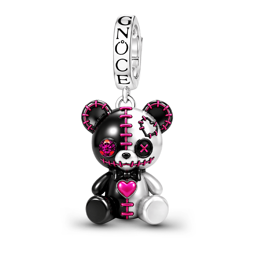 Gnoce Halloween Voodoo Teddy Bear Clasp Dangle Charm Black Gold-plated Silver Blend_1
