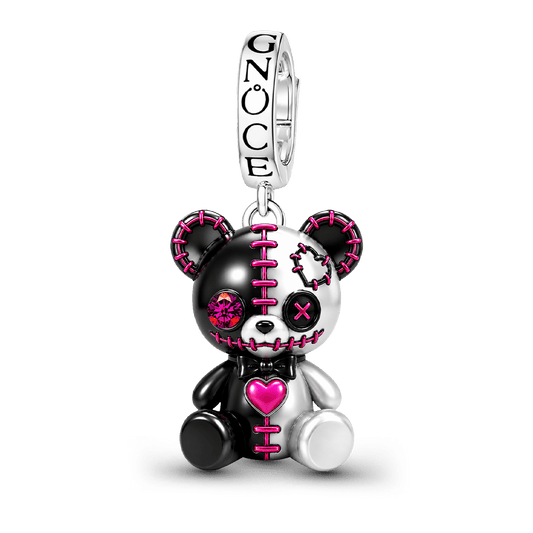 Gnoce Halloween Voodoo Teddy Bear Clasp Dangle Charm Black Gold-plated Silver Blend_1