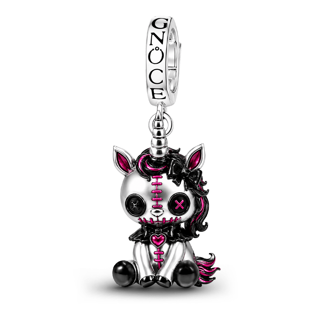 Gnoce Halloween Voodoo Unicorn Clasp Dangle Charm Black Gold-plated Silver Blend_1
