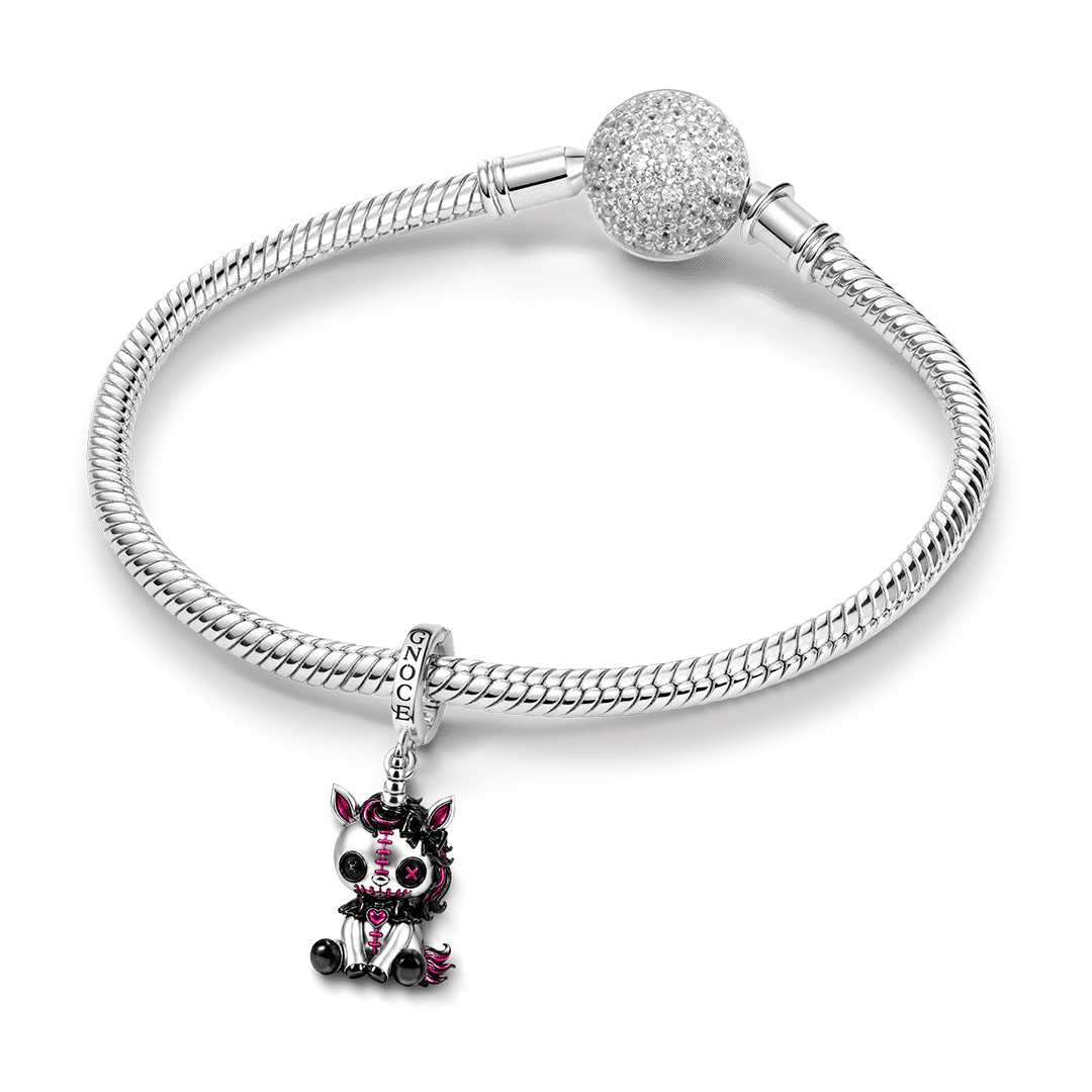 Gnoce Halloween Voodoo Unicorn Clasp Dangle Charm Black Gold-plated Silver Blend_3