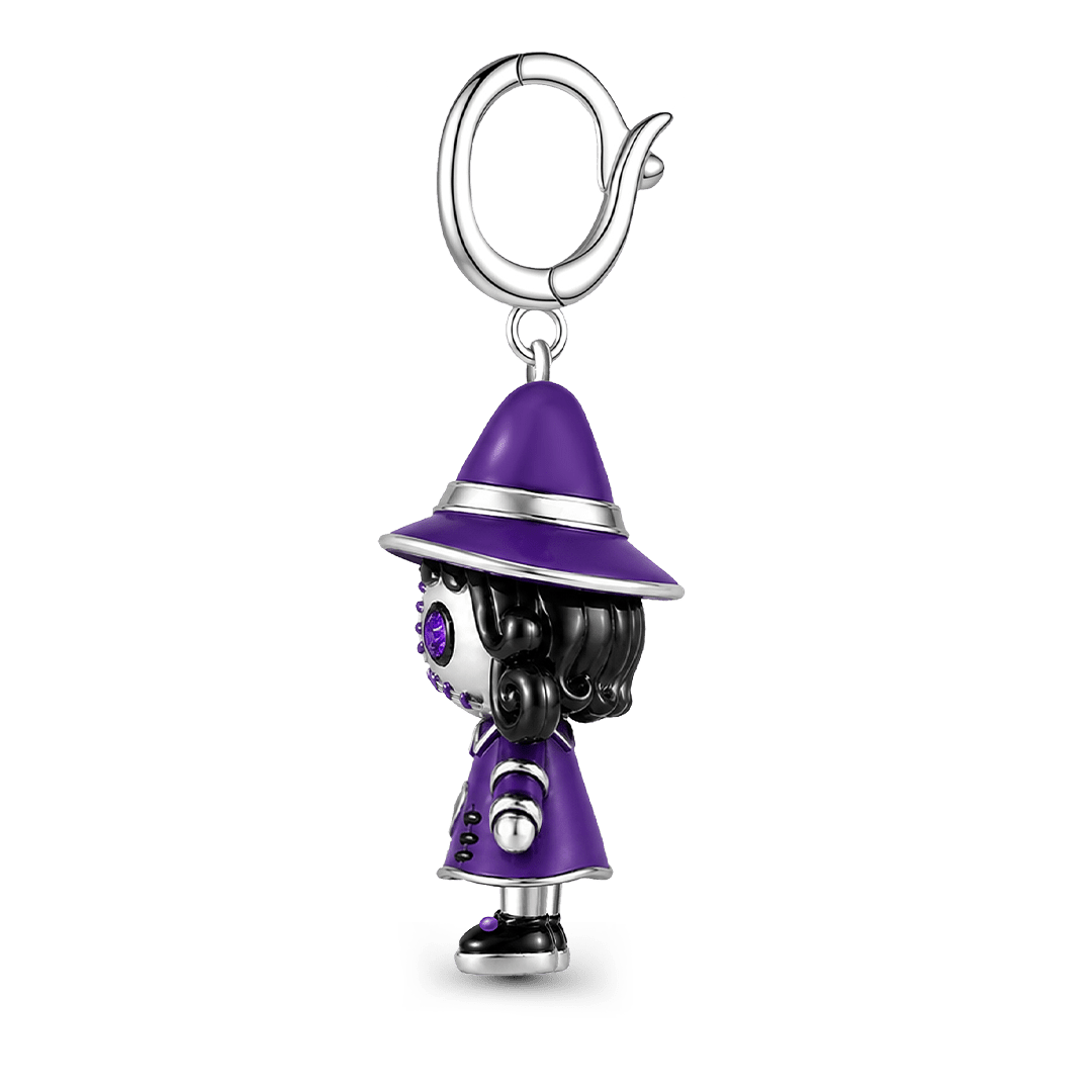 Gnoce Halloween Voodoo Doll Witch Clasp Dangle Charm Black Gold-plated Silver Blend_5