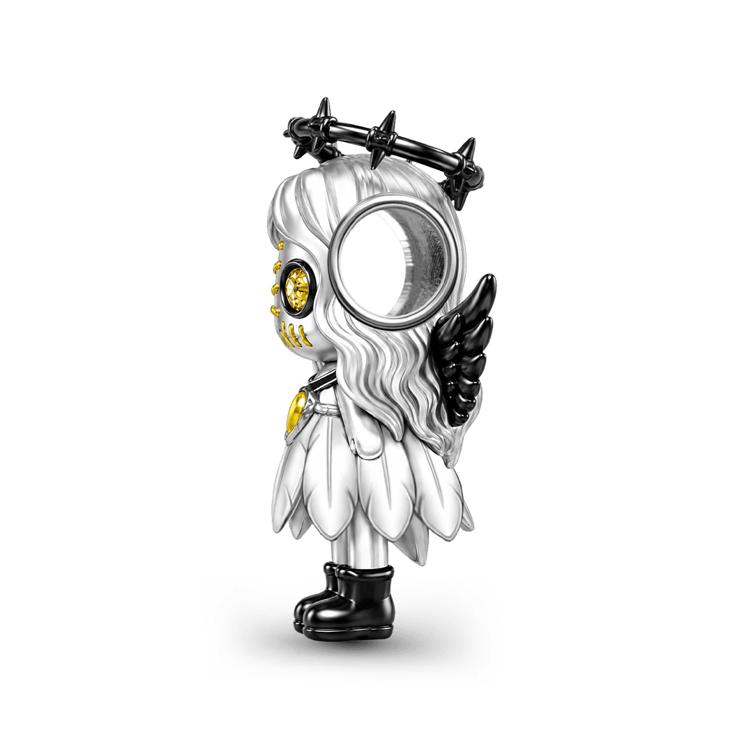 Gnoce Halloween Voodoo Doll Angel Bead Charm Black Gold-plated Silver Blend_5