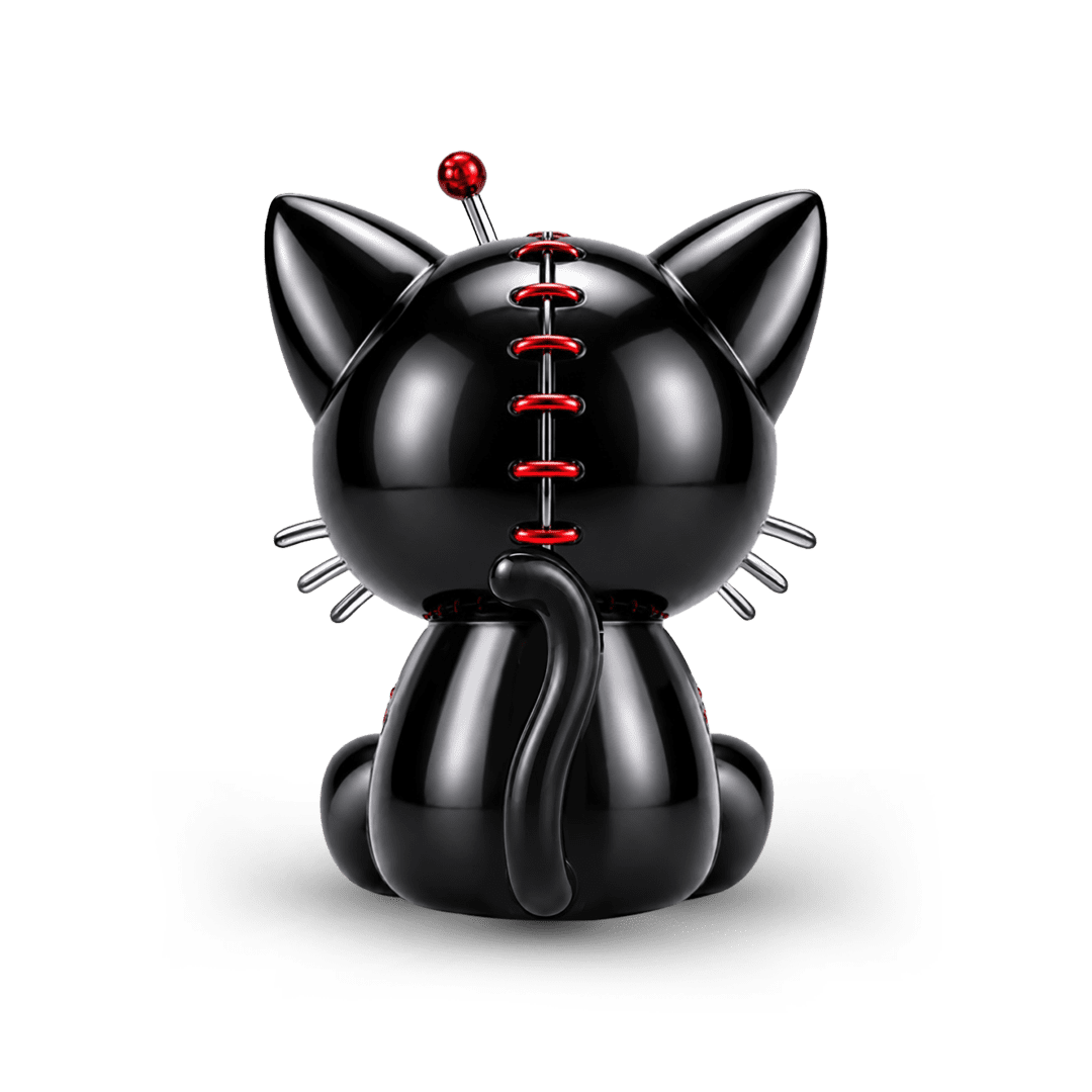 Gnoce Halloween Voodoo Doll Black Cat Bead Charm Black Gold-plated Silver Blend_6