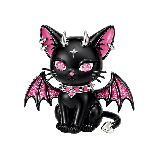 Gnoce Glow-in-the-dark Halloween Punk Devil Black Cat Bead Black Gold-plated Silver Blend_1
