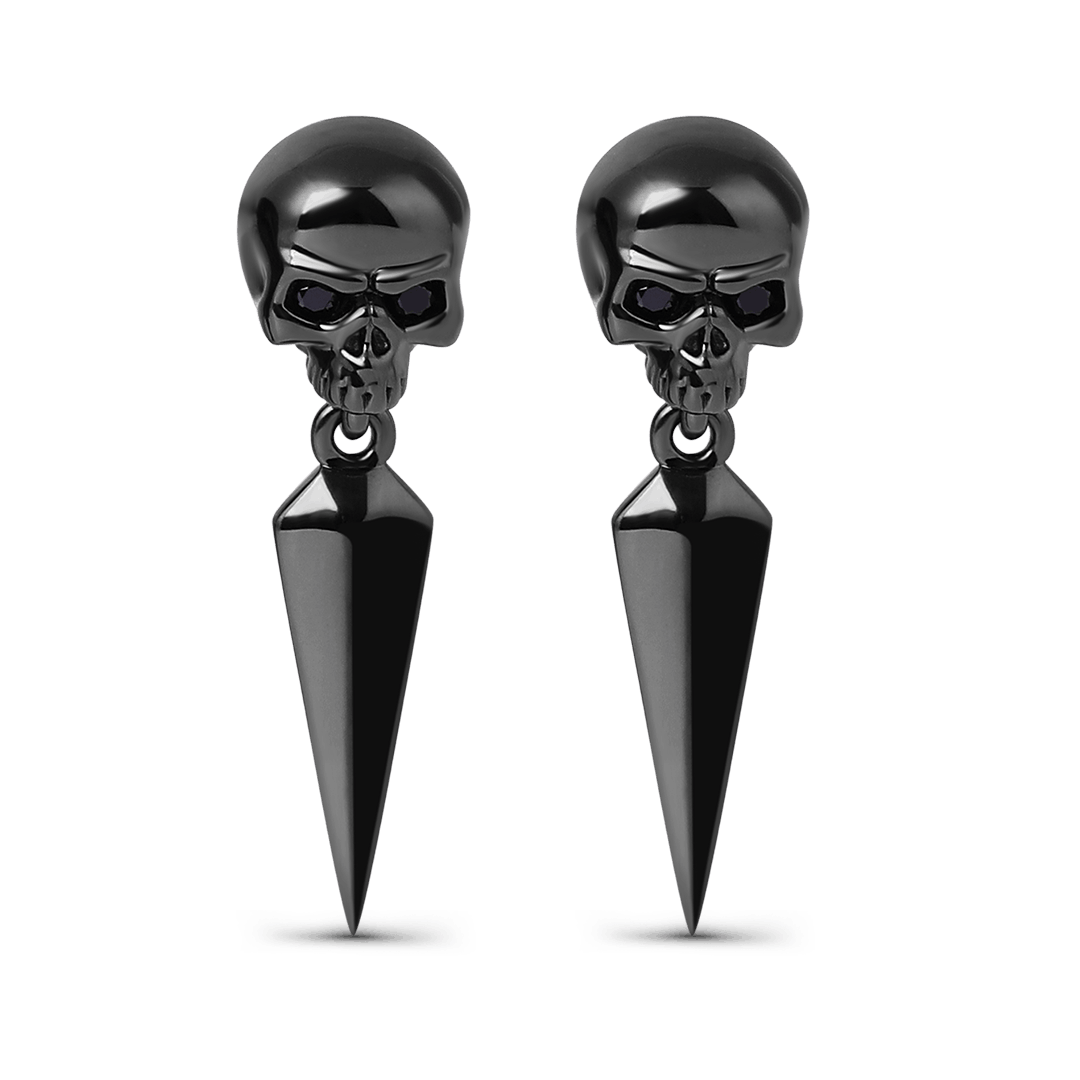 Gnoce Skull Black Plated Earrings_1