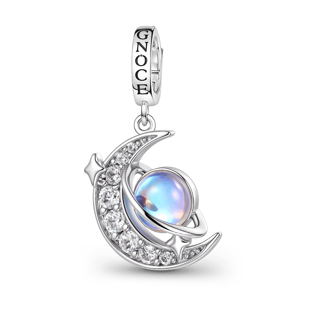 Gnoce Galaxy Crescent Moon Charm Platinum-plated Silver Blend_1