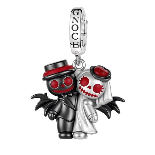 Gnoce Glow-in-the-dark Halloween Demon Couple Clasp Dangle Charm Black Gold-plated Silver Blend_1