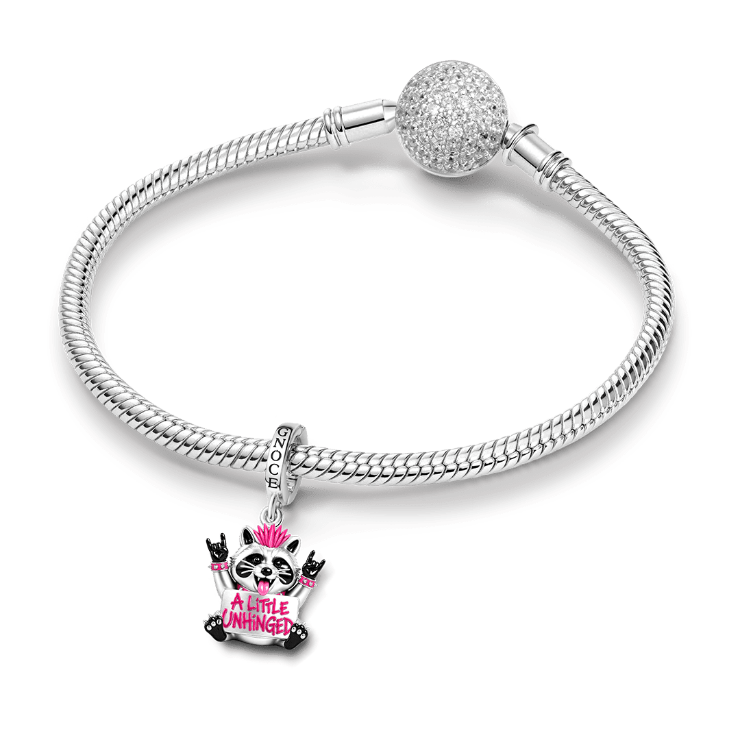 Gnoce Glow-in-the-dark Punk Raccoon Clasp Dangle Charm Platinum-plated Silver Blend_4