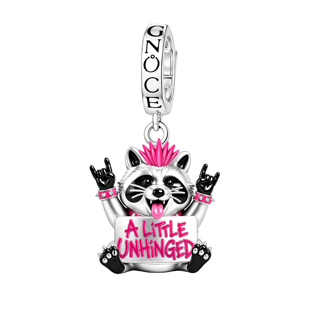 Gnoce Glow-in-the-dark Punk Raccoon Clasp Dangle Charm Platinum-plated Silver Blend_1