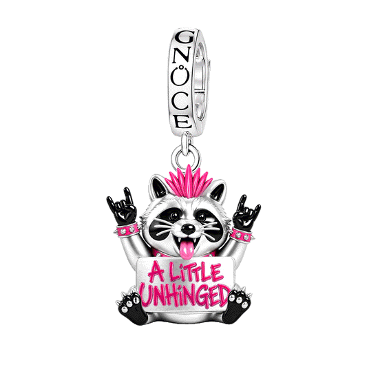 Gnoce Glow-in-the-dark Punk Raccoon Clasp Dangle Charm Platinum-plated Silver Blend_1