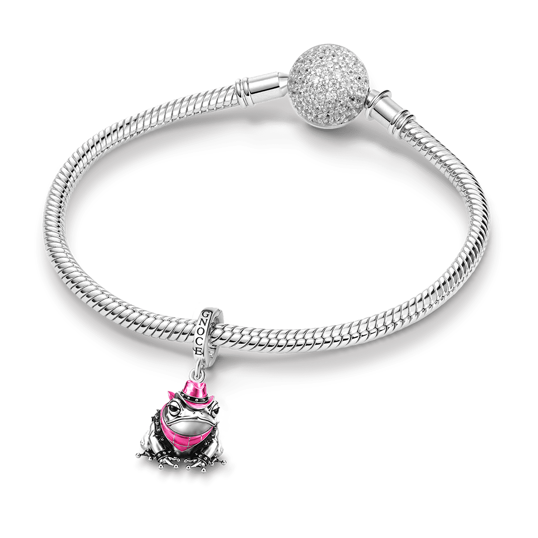 Gnoce Glow-in-the-dark Punk Toad Clasp Dangle Charm Platinum-plated Silver Blend_5
