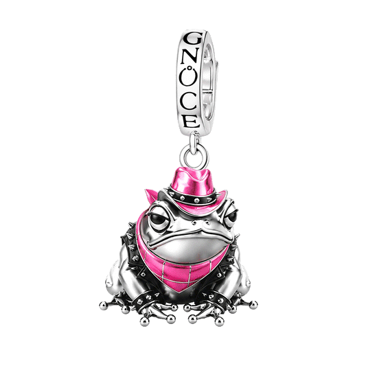 Gnoce Glow-in-the-dark Punk Toad Clasp Dangle Charm Platinum-plated Silver Blend_1