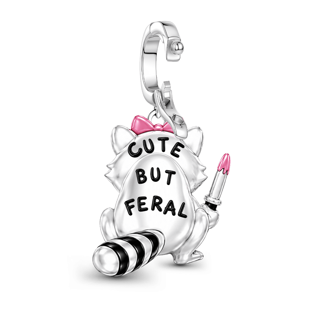Gnoce Pink Punk Knife Raccoon Clasp Dangle Charm Platinum-plated Silver Blend_2