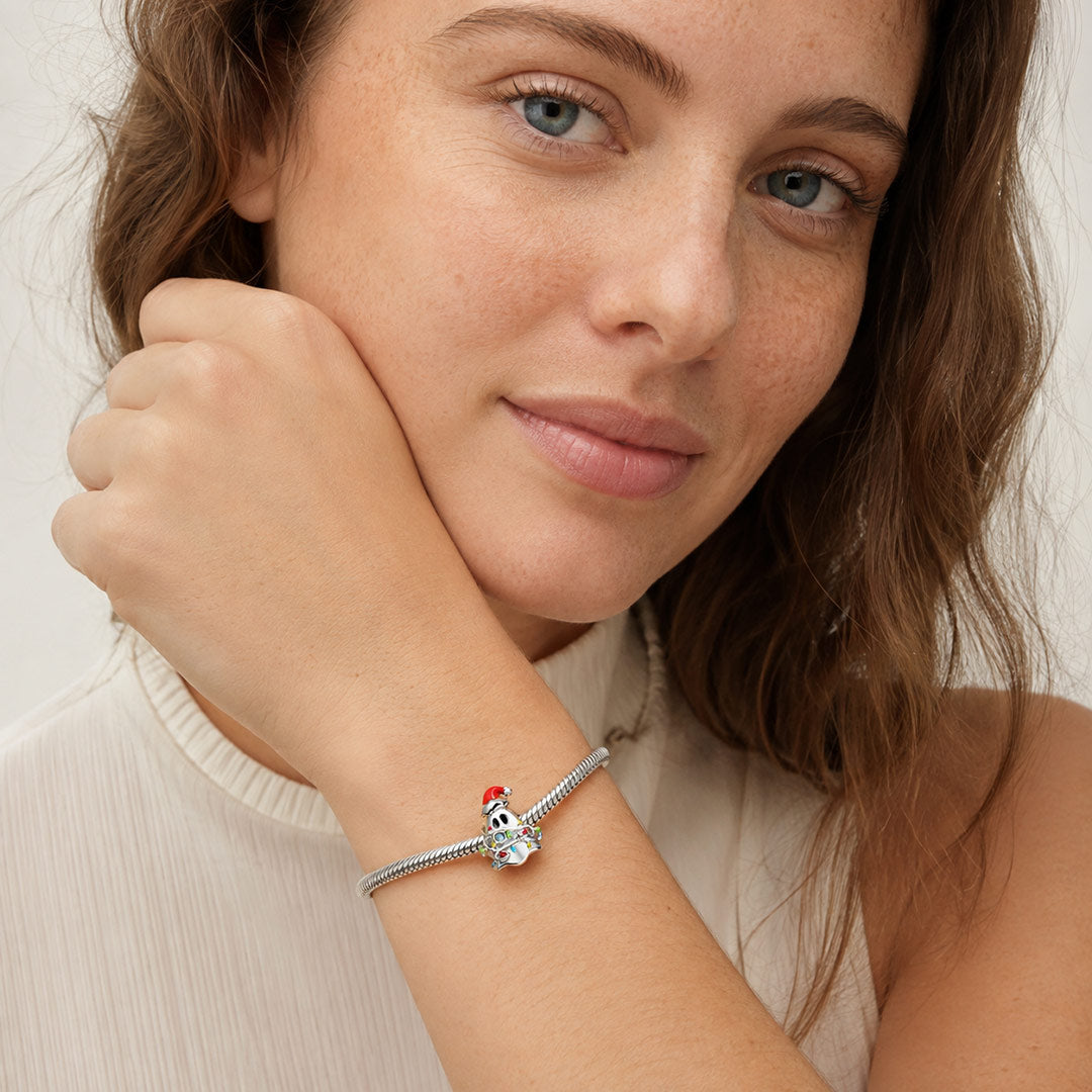 Gnoce Glow-in-the-dark Christmas Halloween Ghost Fairy Light Bead Platinum-plated Silver Blend_5