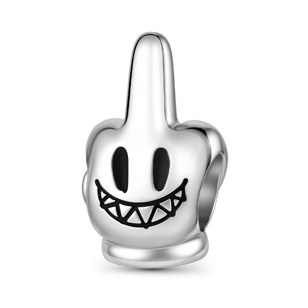 Gnoce Cute Middle Finger Bead Platinum-plated Silver Blend_1