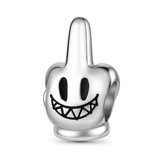 Gnoce Cute Middle Finger Bead Platinum-plated Silver Blend_1