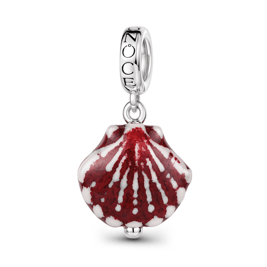 Gnoce Ceramic Seashell Clasp Dangle Charm Platinum-plated Silver Blend_1
