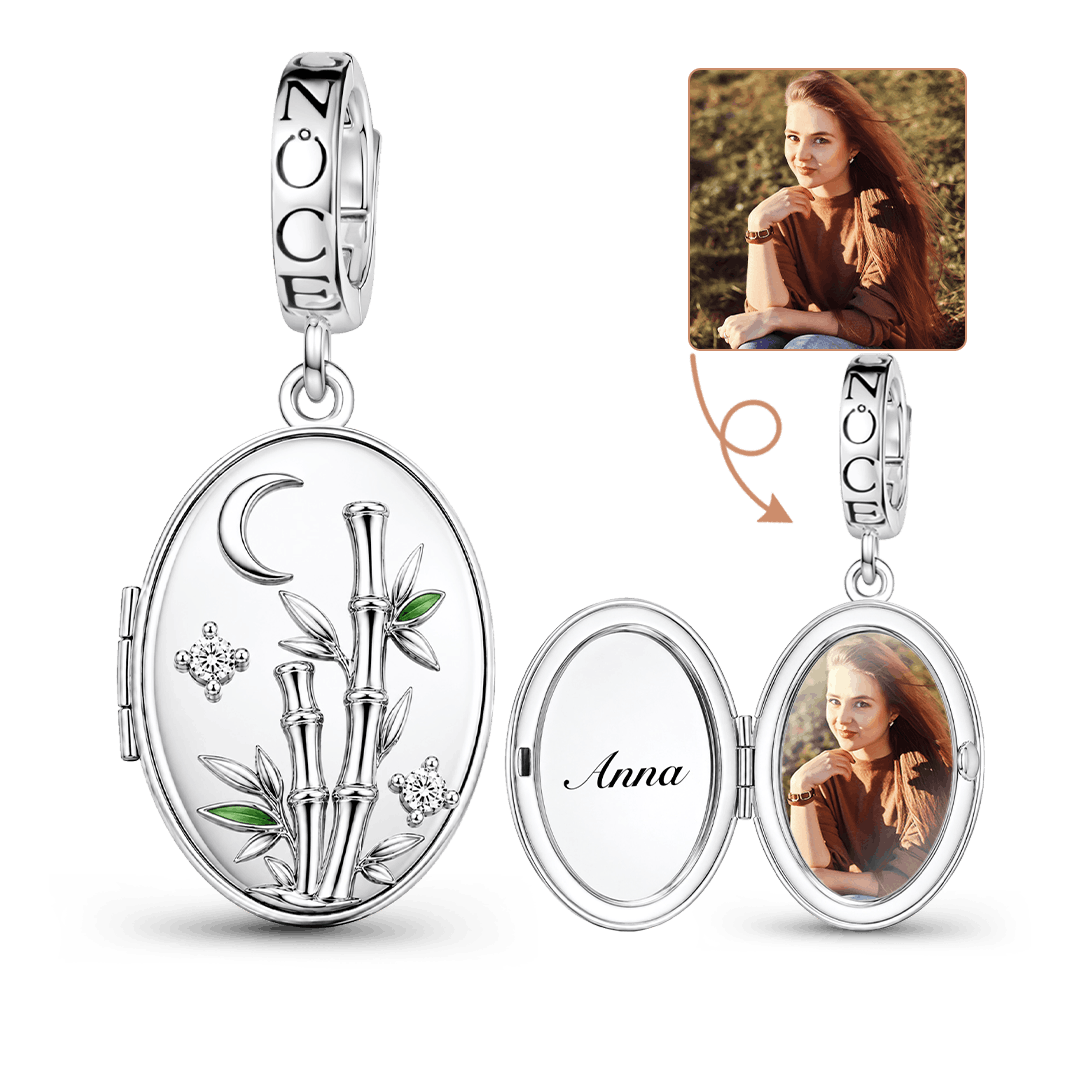 Gnoce Unbroken Bamboo Personalised Clasp Dangle Charm Platinum-plated Silver Blend_3