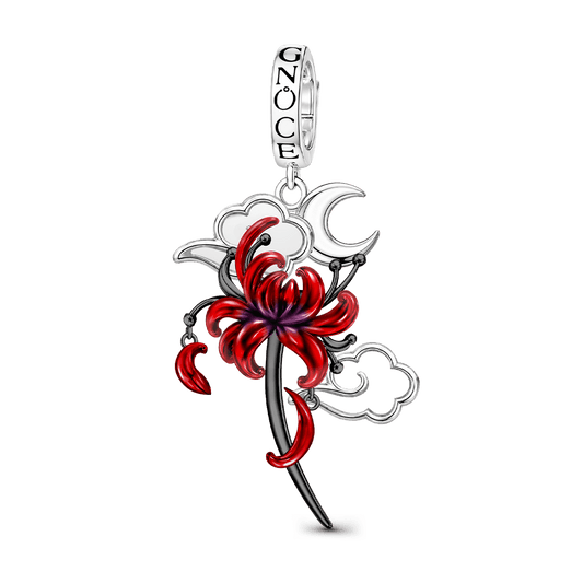 Gnoce Glow-in-the-dark Forbidden Red Spider Lily Dangle Charm Platinum-plated Silver Blend_1