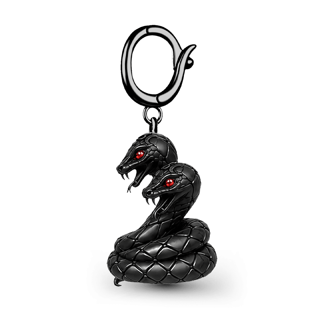 Gnoce Halloween Evil Critter Snake Clasp Dangle Charm Black Gold-plated Silver Blend_5