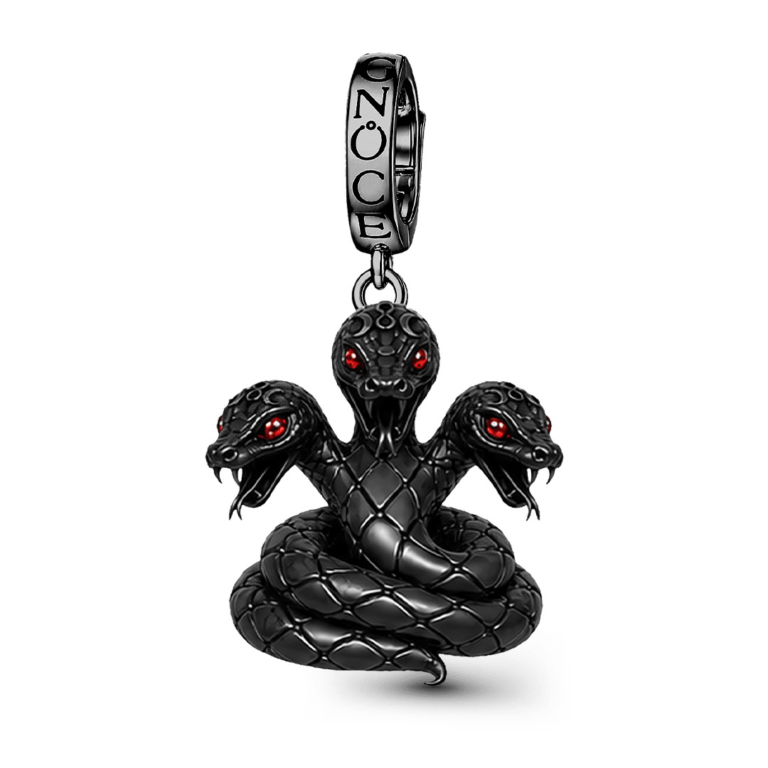 Gnoce Halloween Evil Critter Snake Clasp Dangle Charm Black Gold-plated Silver Blend_1