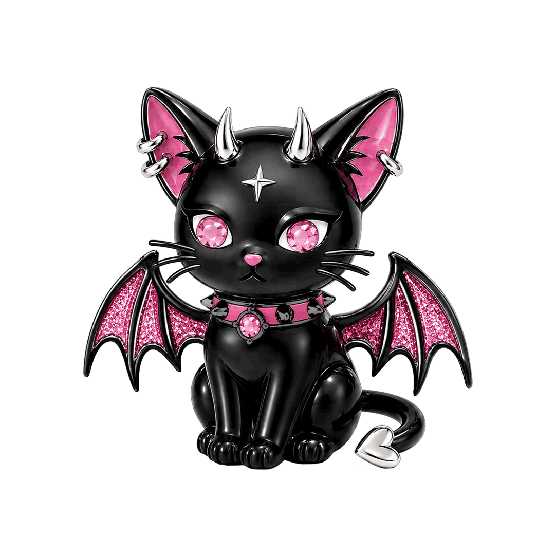Gnoce Glow-in-the-dark Halloween Punk Devil Black Cat Bead Black Gold-plated Silver Blend_1