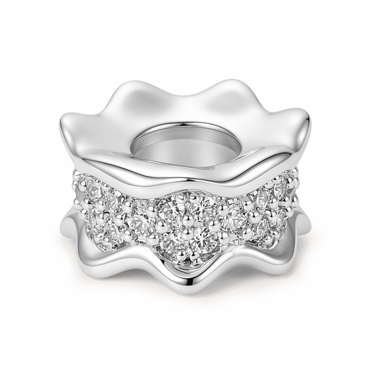 Gnoce White Zirconia Stopper Platinum-plated Silver Blend_4