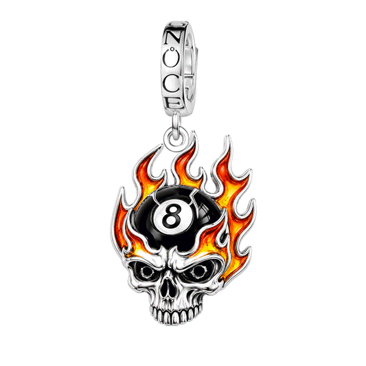 Gnoce Punk Halloween Flame Billiard Skull Clasp Dangle Charm Glow-in-the-dark Black Gold-plated Silver Blend_1