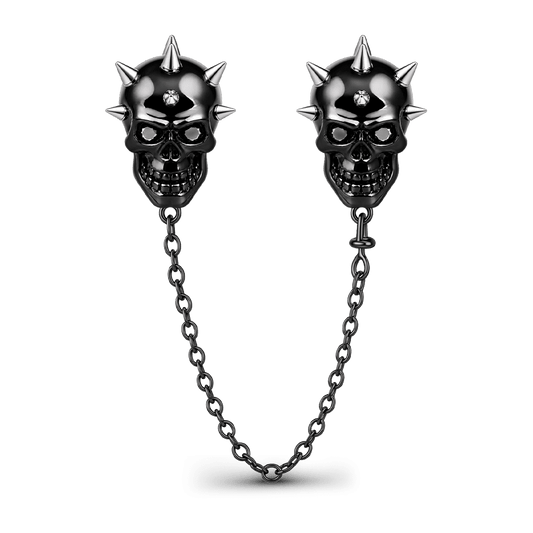 Gnoce Halloween Punk Series Spiked Skull Safety Chain Black Gold-plated Silver Blend_1