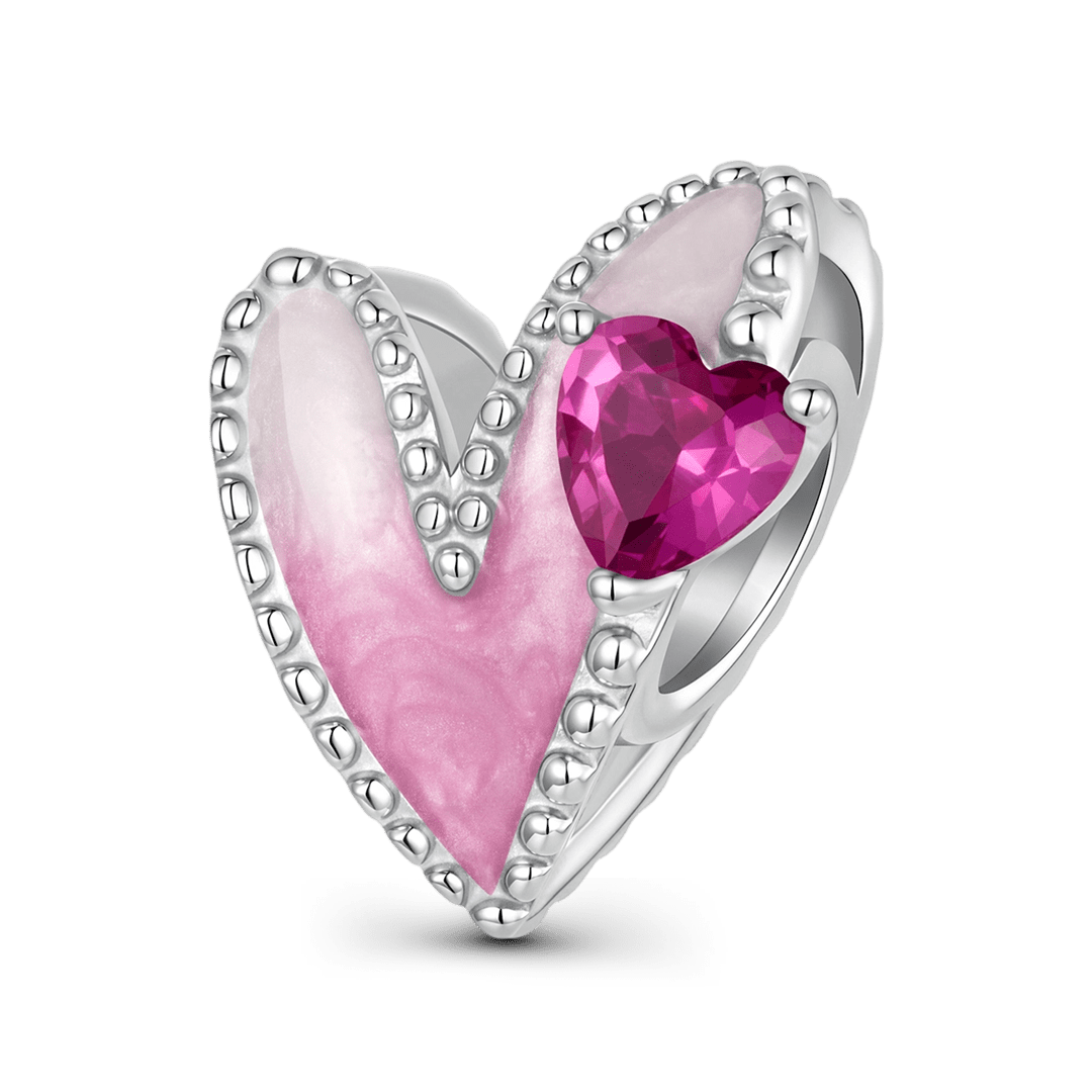 Gnoce Pink Enamel Heart Birthstone Charm_1
