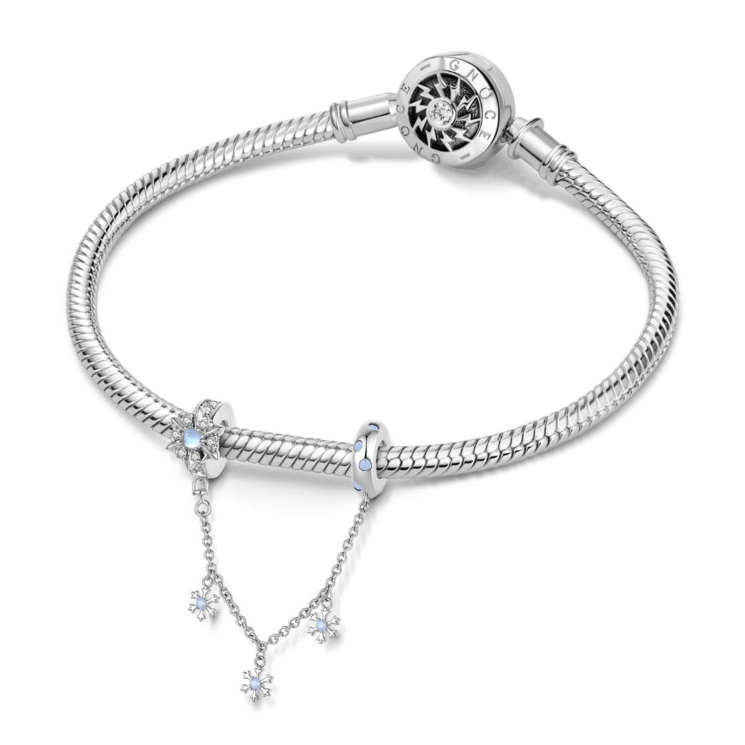 Gnoce Snowflake Pattern Safety Chain Charm_4