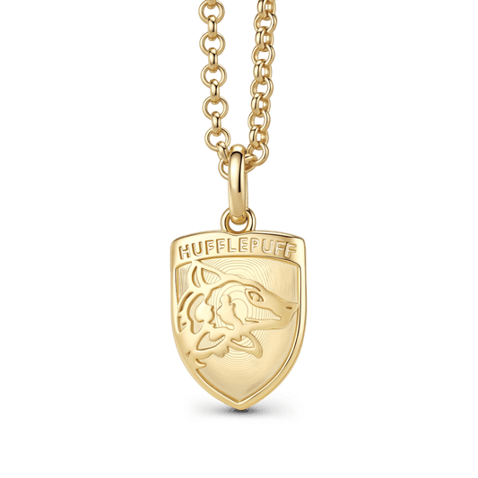Gnoce Harry Potter Hufflepuff House Crest Badger Gold‑Tone Pendant Necklace_1