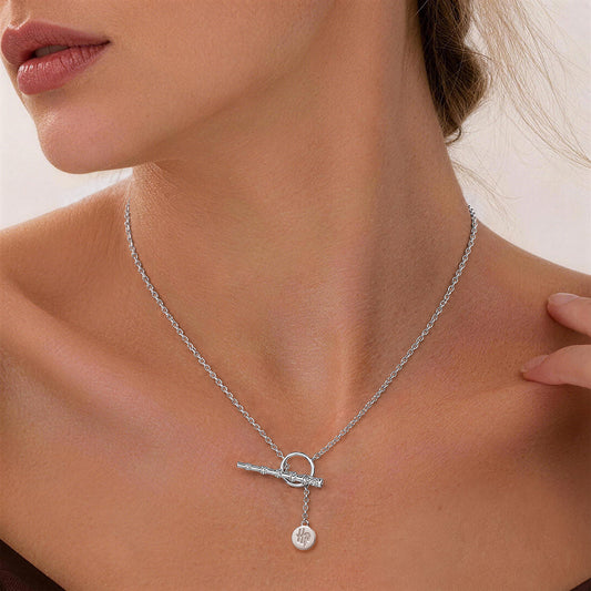 Gnoce Harry Potter Elder Wand Toggle Clasp Silver‑Tone Necklace_2