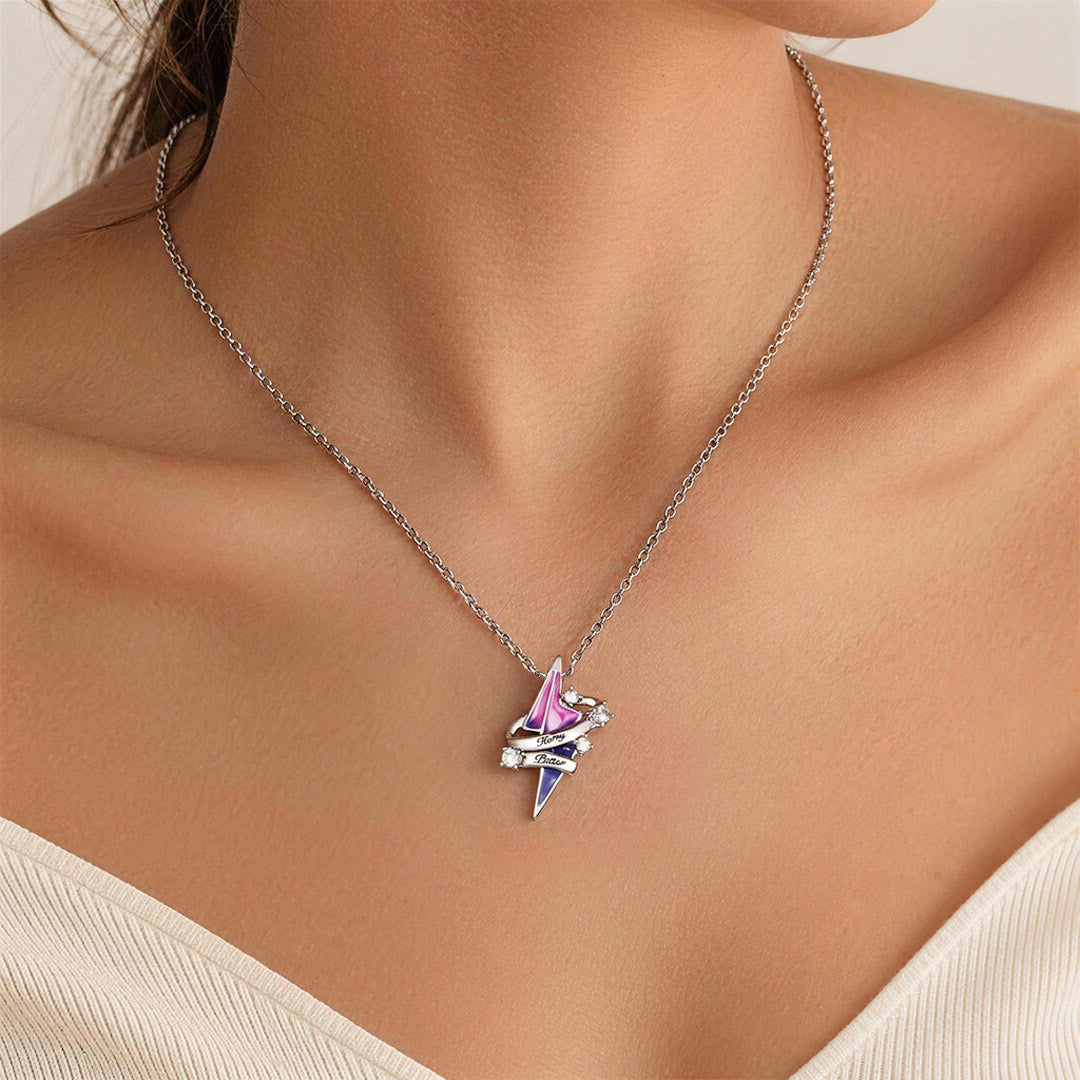 Gnoce Harry Potter Glow‑in‑the‑Dark Lightning Bolt Gradient Ribbon Necklace_3