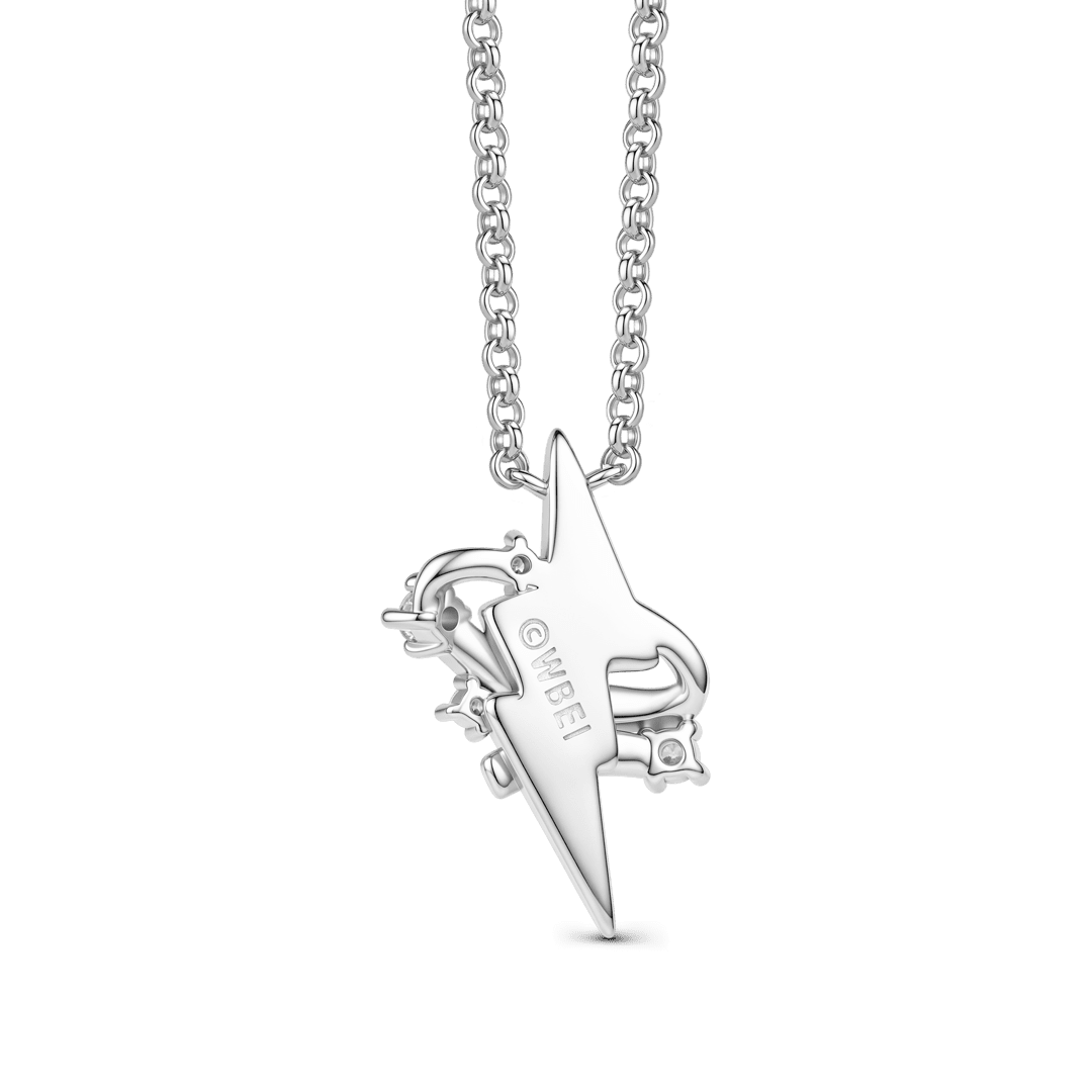 Gnoce Harry Potter Lightning Bolt Ribbon Silver‑Tone Necklace_4