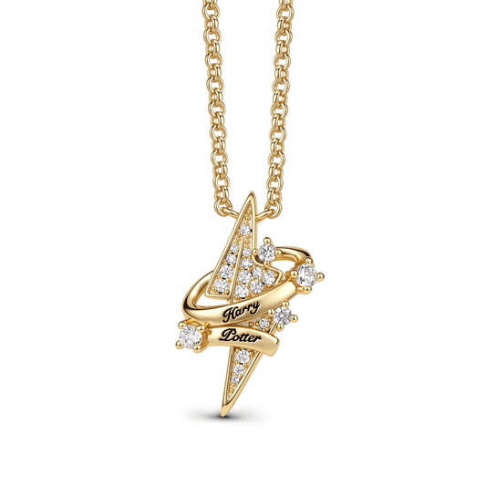 Gnoce Harry Potter Lightning Bolt Ribbon Gold‑Tone Necklace_1