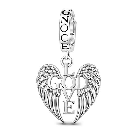 Gnoce Religious Series Love God Wings Clasp Dangle Charm Platinum-plated Silver Blend_1
