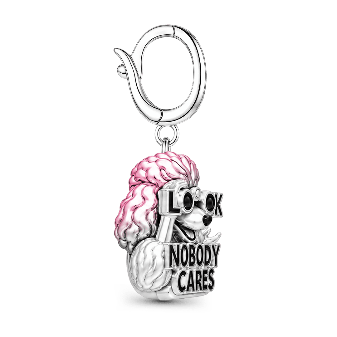 Gnoce Dark Humor Series Poodle Clasp Dangle Charm Platinum-plated Silver Blend_5