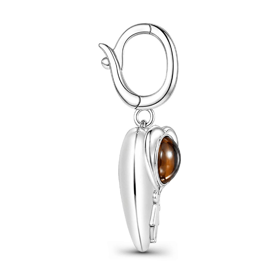 Gnoce Heart-shaped Projection Photo Custom Engraving Clasp Dangle Charm Platinum-plated Silver Blend_8