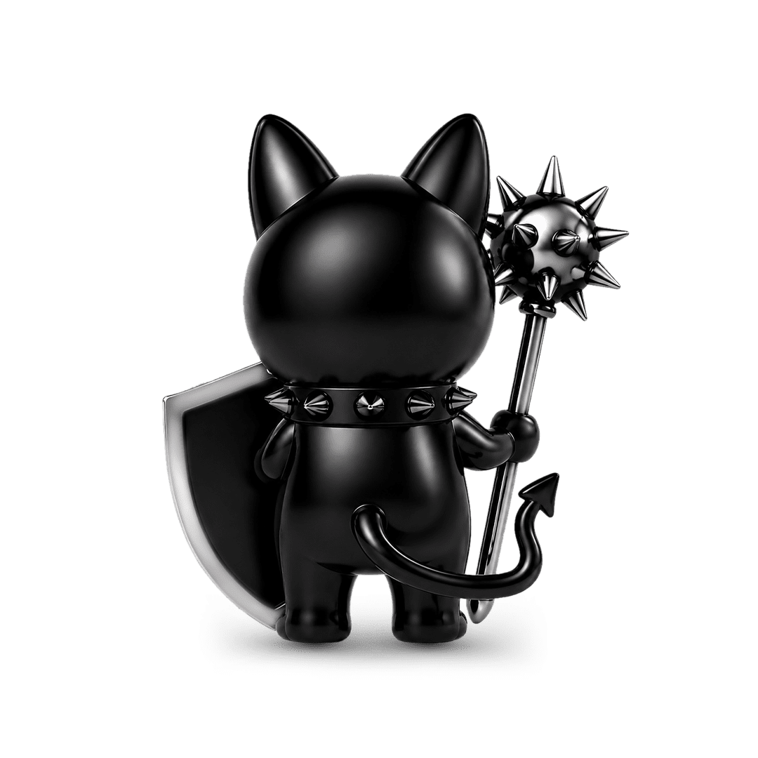 Gnoce Halloween Punk Dark Humor Series Hell Black Cat Bead Black Gold-plated Silver Blend_6
