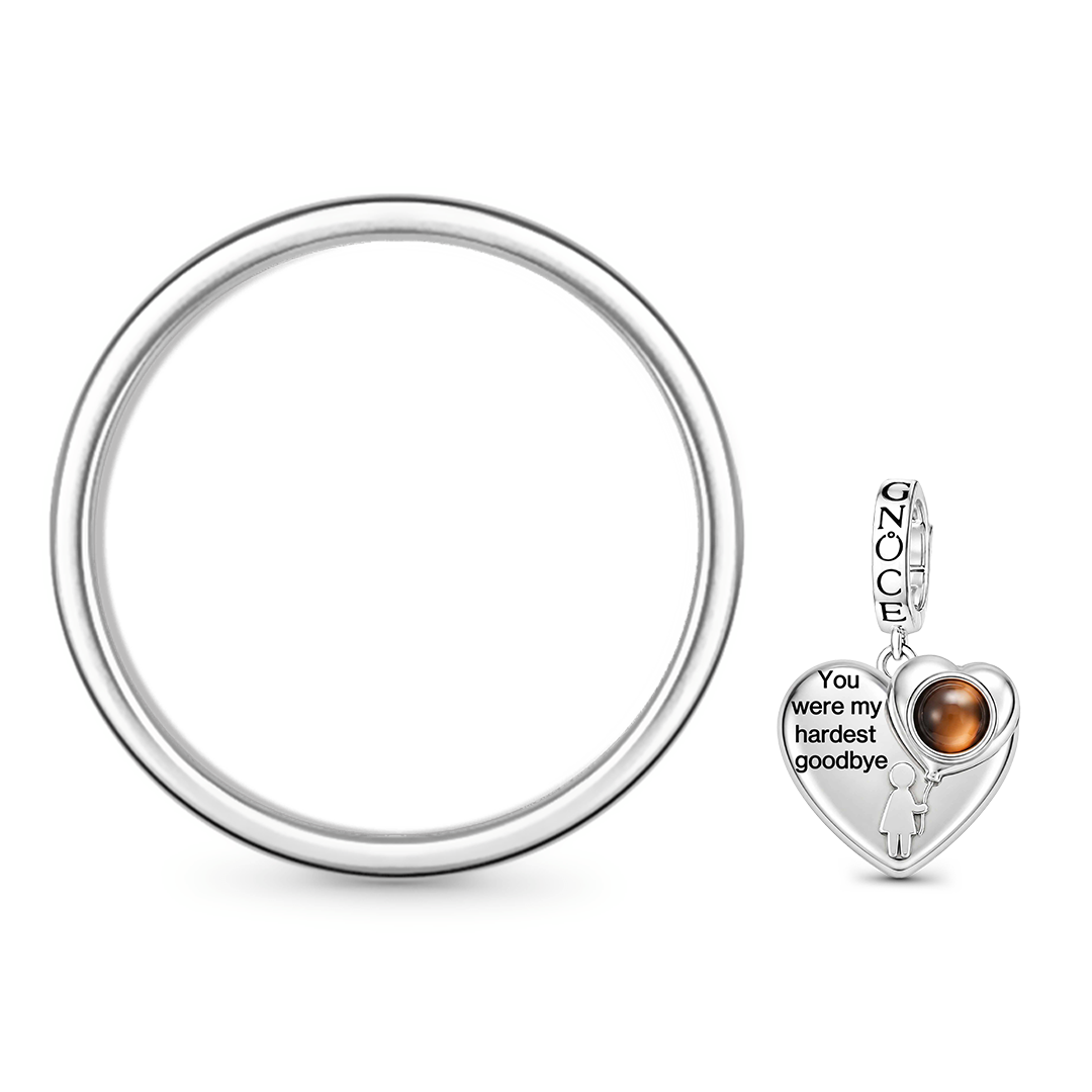 Gnoce Heart-shaped Projection Photo Custom Engraving Clasp Dangle Charm Platinum-plated Silver Blend_3