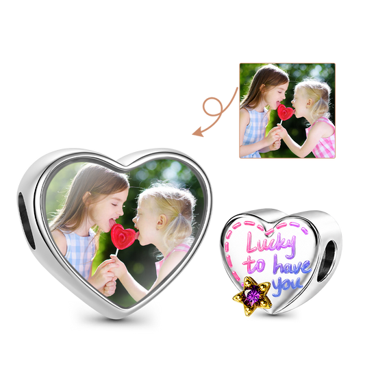 Gnoce Friendship Personalized Photo Heart Bead Platinum-plated Silver Blend_1