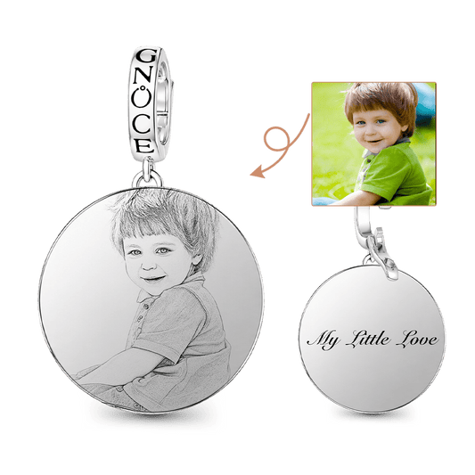 Gnoce Parent-child Laser Photo Personalized Bead Platinum-plated Silver Blend_1